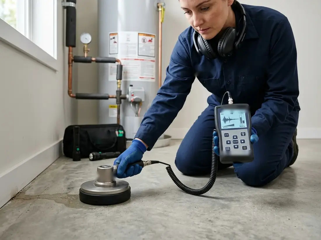 Leak detection technician working in a South Whittier property in Whittier, CA