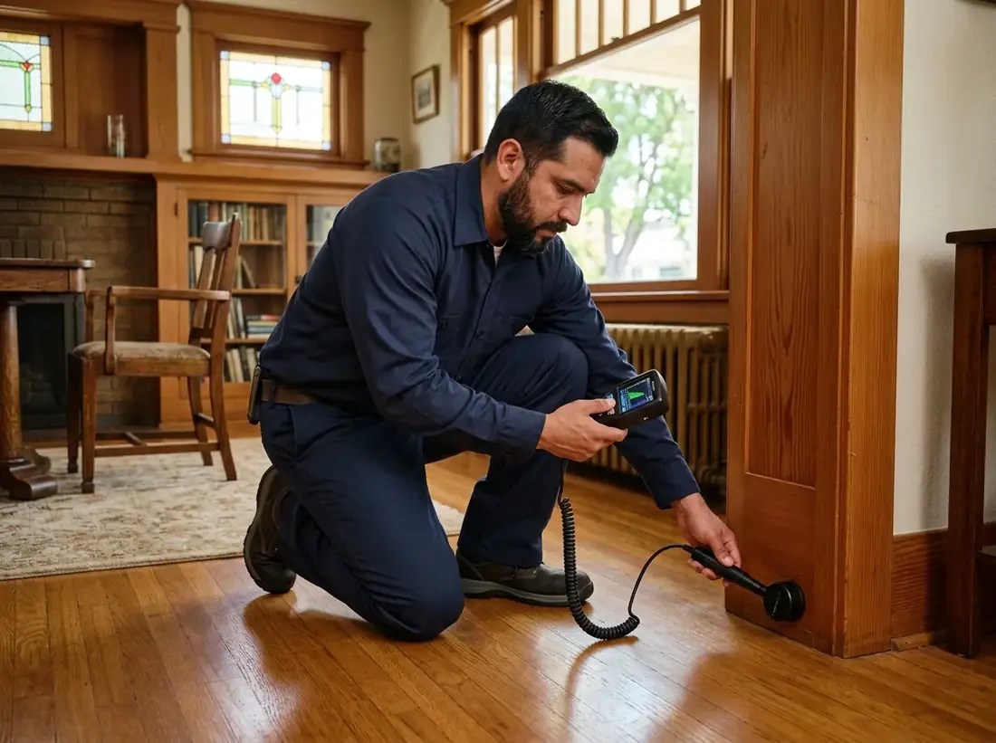 Leak detection technician working in a Uptown Whittier property in Whittier, CA