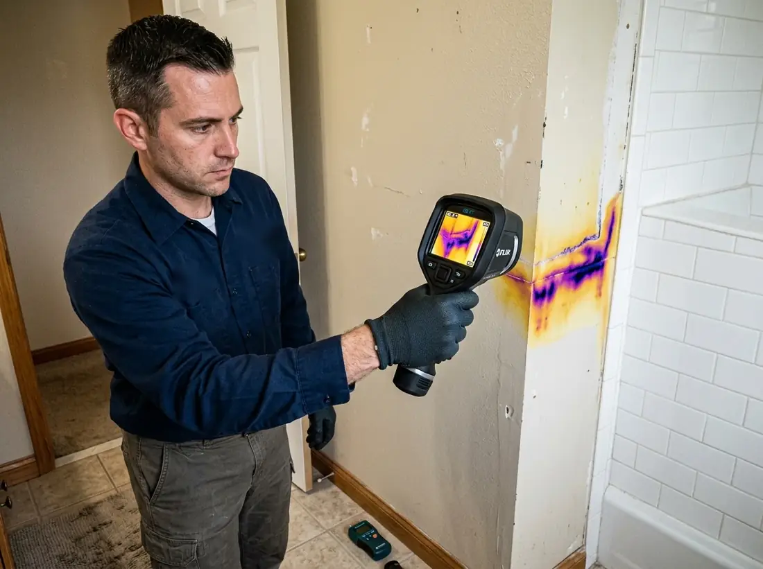 Leak detection technician working in a Whittwood property in Whittier, CA